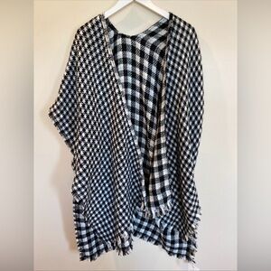Styline Reversible Kimono Sweater Black White Checkered One Size